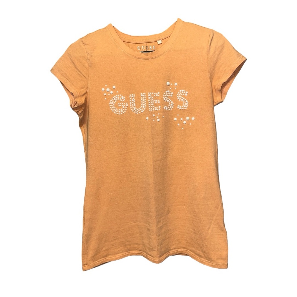 GUESS Women's Preowned Short Sleeve Pearl Logo Tee R2GI20 K9TJ0 Size Med…